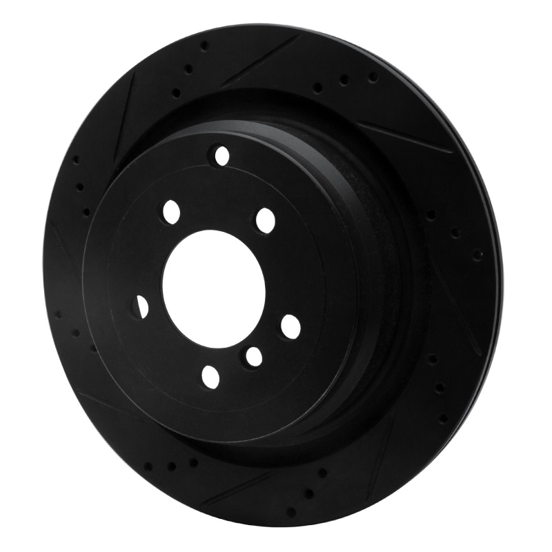 Land Rover Range Rover Brake Rotor (1) - Rear Left - R1 Concepts - Drilled & Slotted - Black - `06-`12